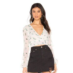Superdown Cheyenne Crop Top in White Cactus‎ Small